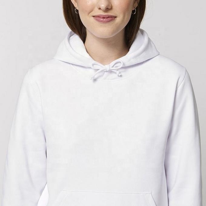 Cotton dày trọng lượng nặng Hoodie tay áo dài màu trắng 0